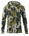 Front of Gila Long Sleeve Hoodie Shirt in Verde Camouflage