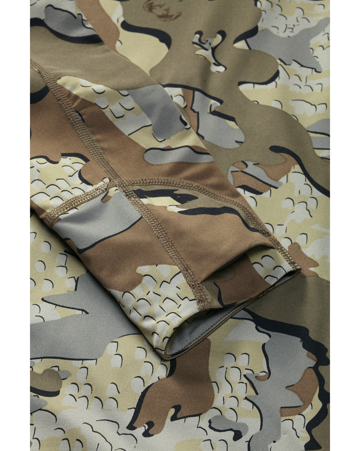 Layered Thumbholes and Flatlock Seams on Gila Long Sleeve Hoodie in Valo Camouflage