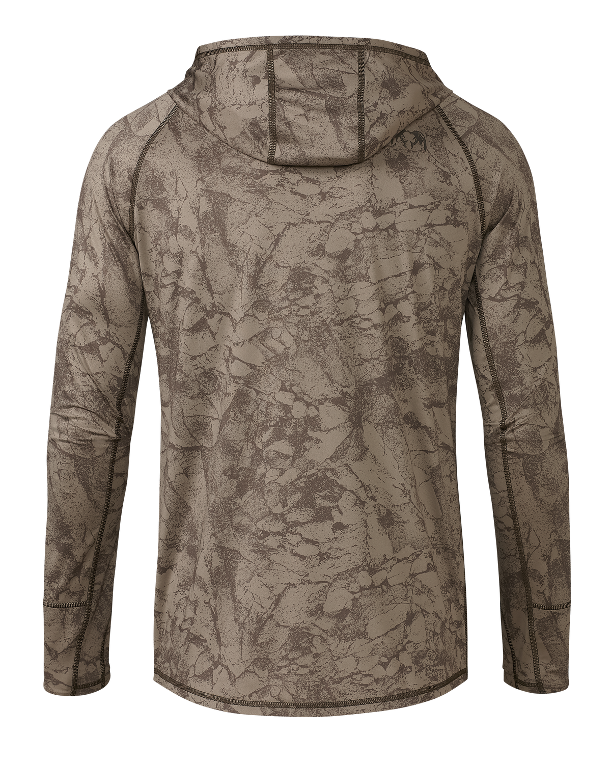 Back of Gila LS Hoodie Gritstone in Silt Gritstone