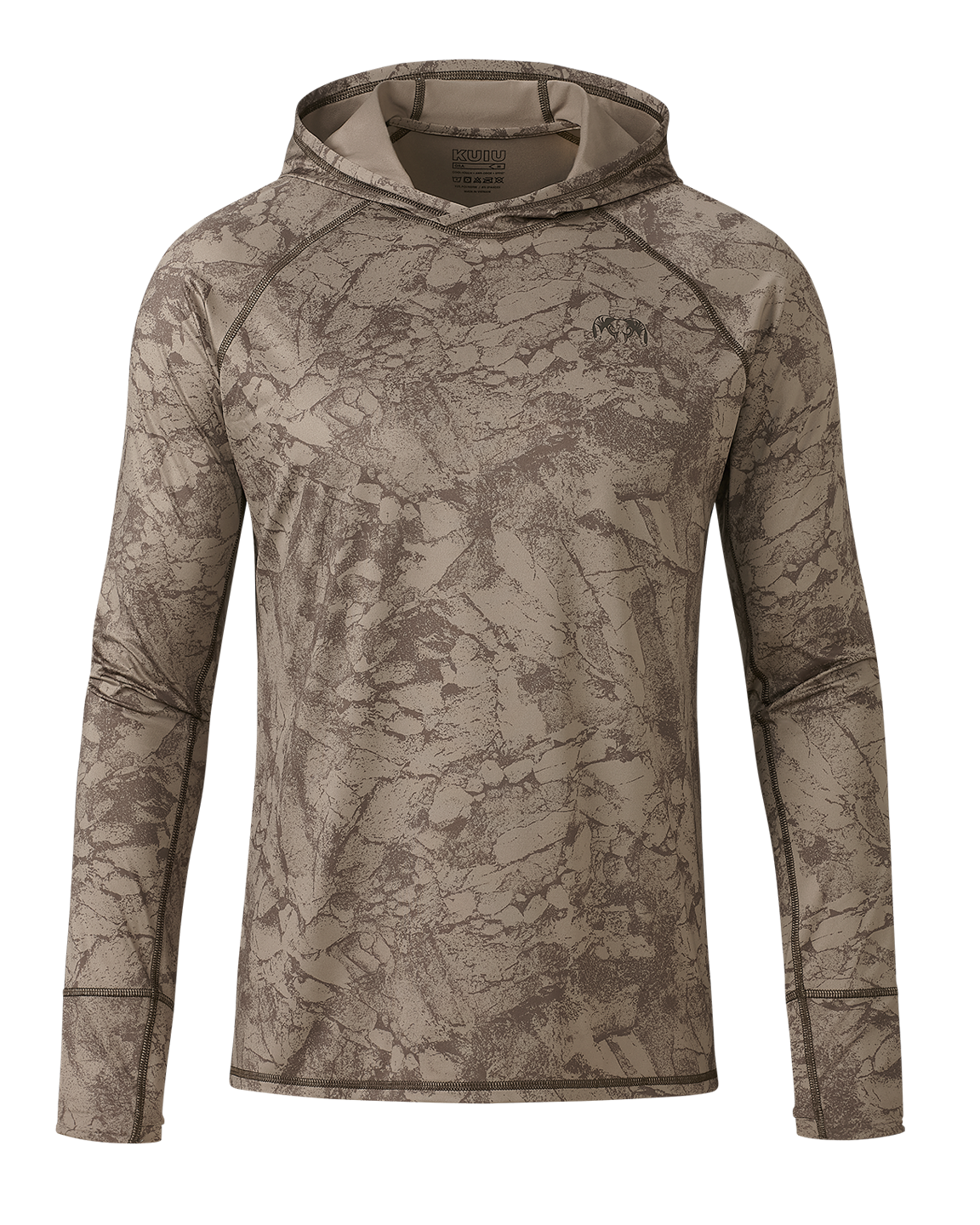 Front of Gila LS Hoodie Gritstone in Silt Gritstone