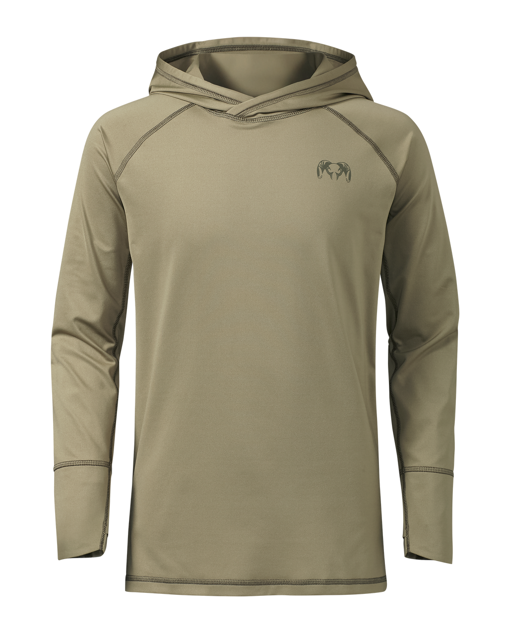 Front of Youth Gila LS Hoodie in Khaki