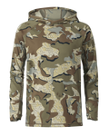 Front of Youth Gila Long Sleece Hoodie in Valo Camouflage