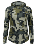 Front of Women's Gila Long Sleeve Hoodie in Verde Camouflage