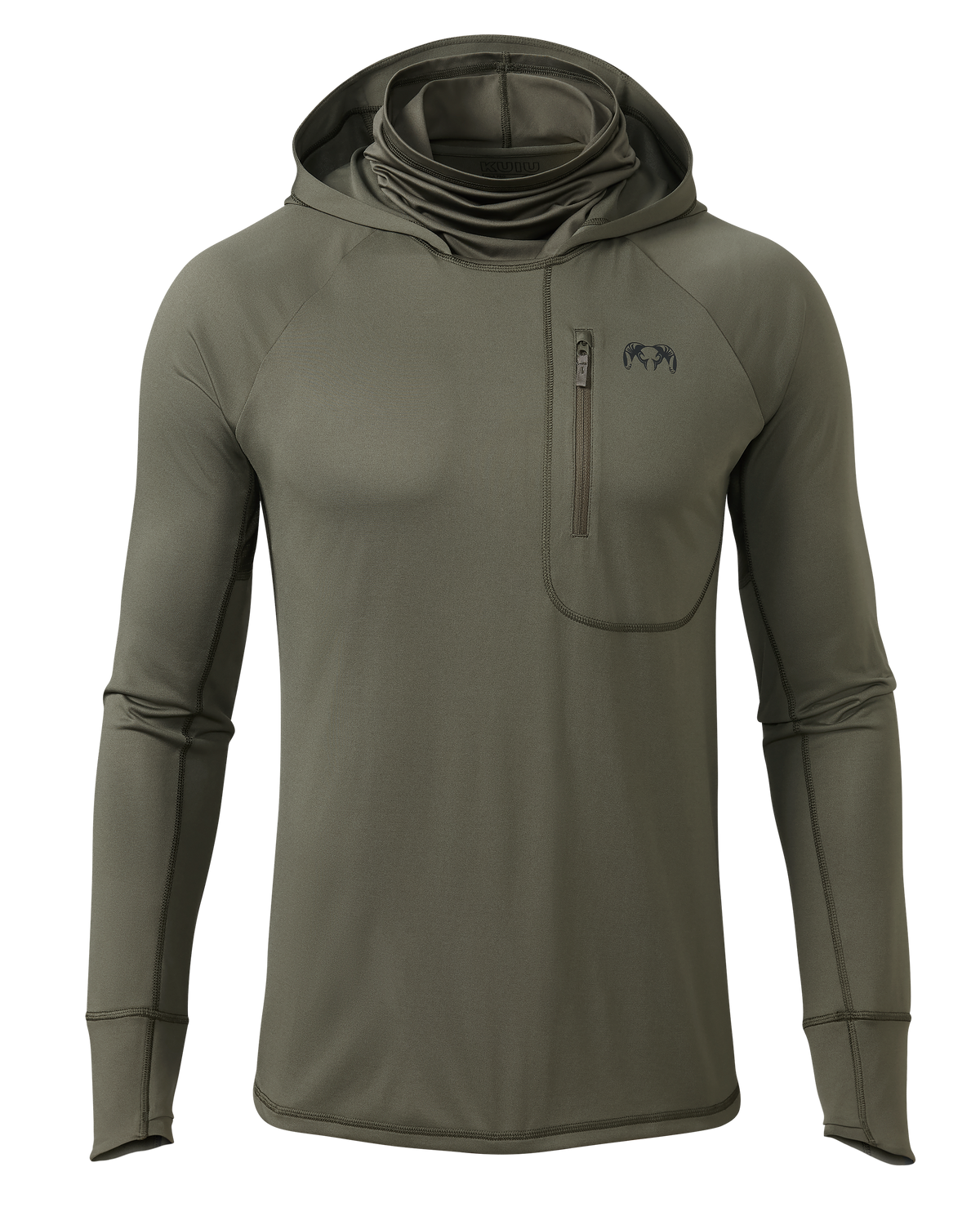 Front of Gila PRO LS Hoodie in Ash Brown