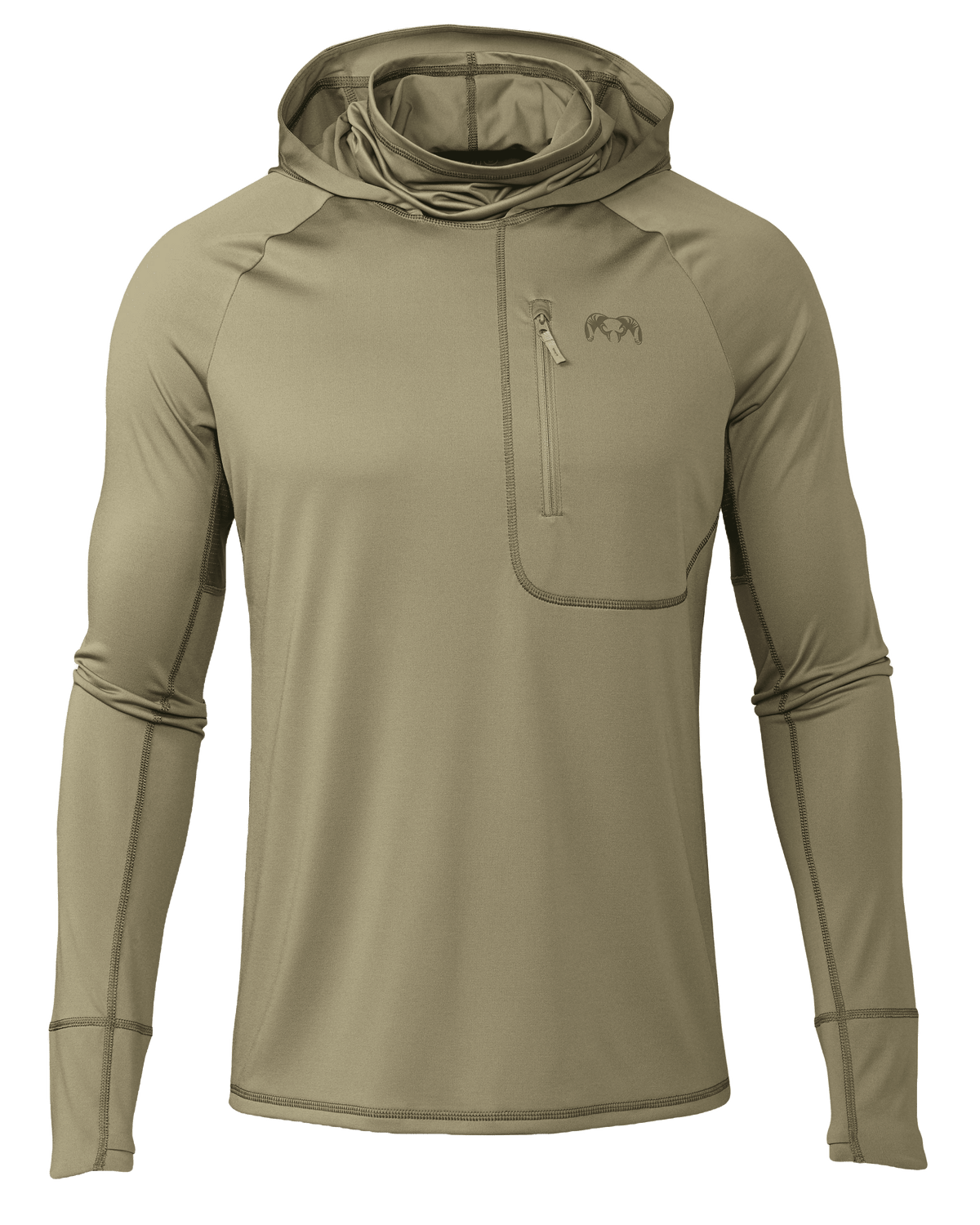 Front of Gila Pro Long Sleeve Hoodie in Khaki