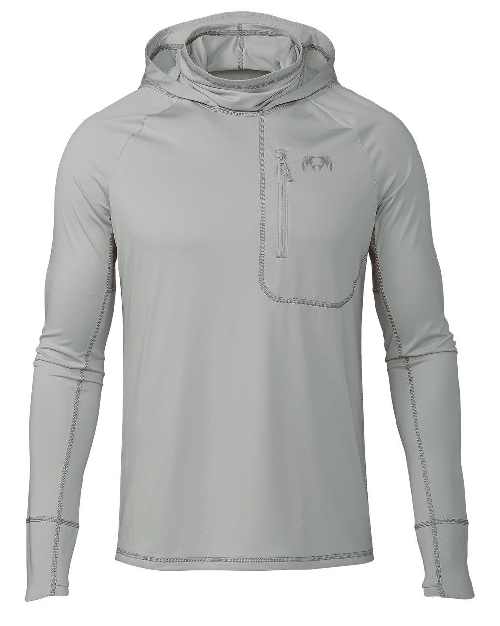 Front of Gila PRO LS Hoodie in Talus Grey