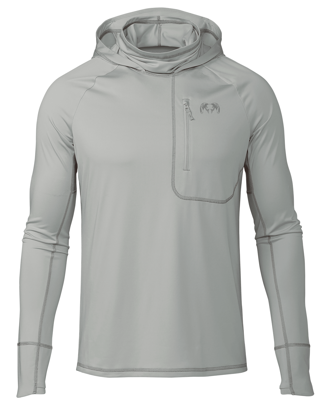 Front of Gila PRO LS Hoodie in Talus Grey