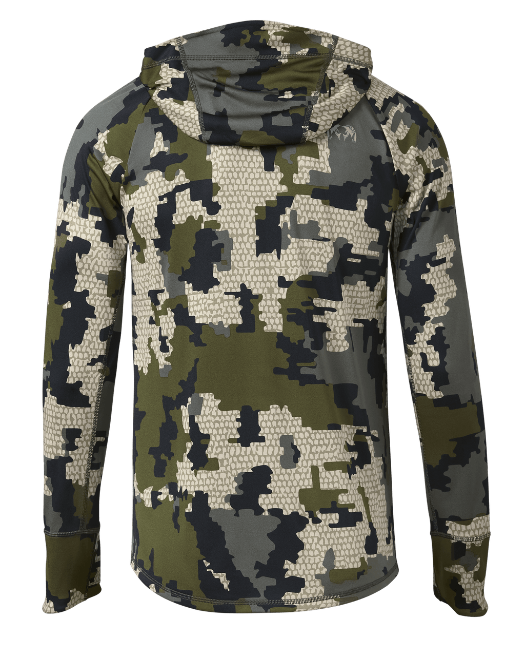 Back of Gila Pro Long Sleeve Hoodie in Verde Camouflage