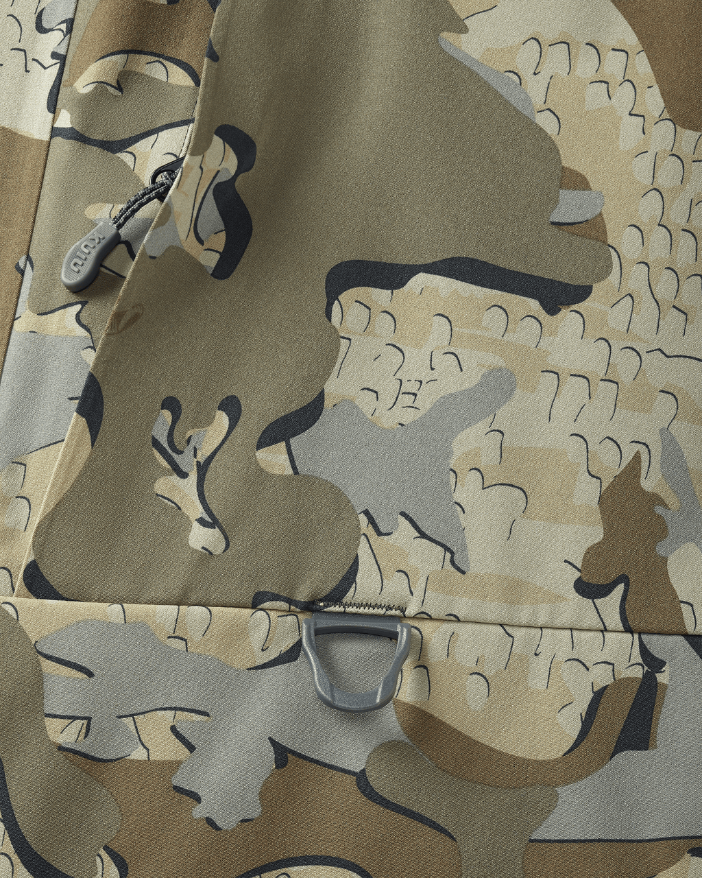 D-loop accessory attachment points at front chest on Paragon Storm Shell Parka in Valo Camouflage