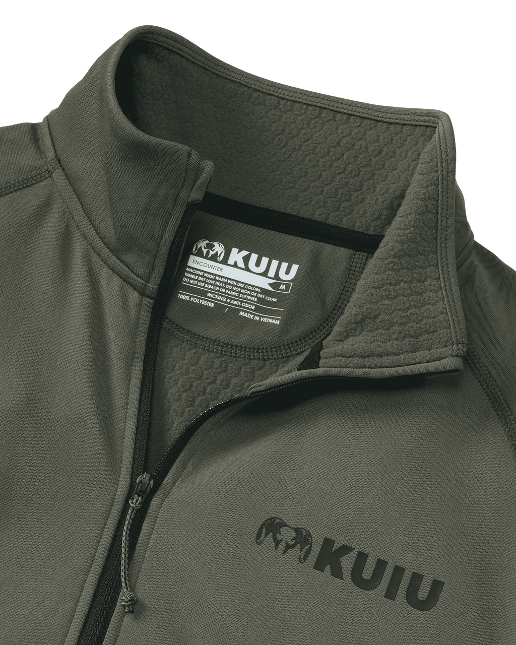 Front of Encounter 200 Fleece Zip-T in Ash Brown Highlighting Half-zip Pullover Design and Jacquard Fleece Interior