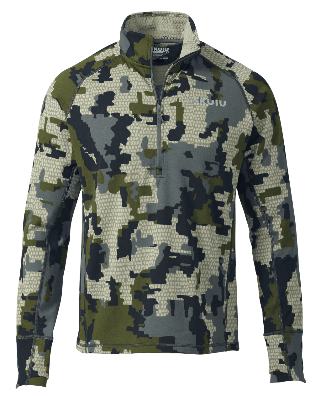 Front of Encounter 200 Fleece Zip-T in Verde Camouflage