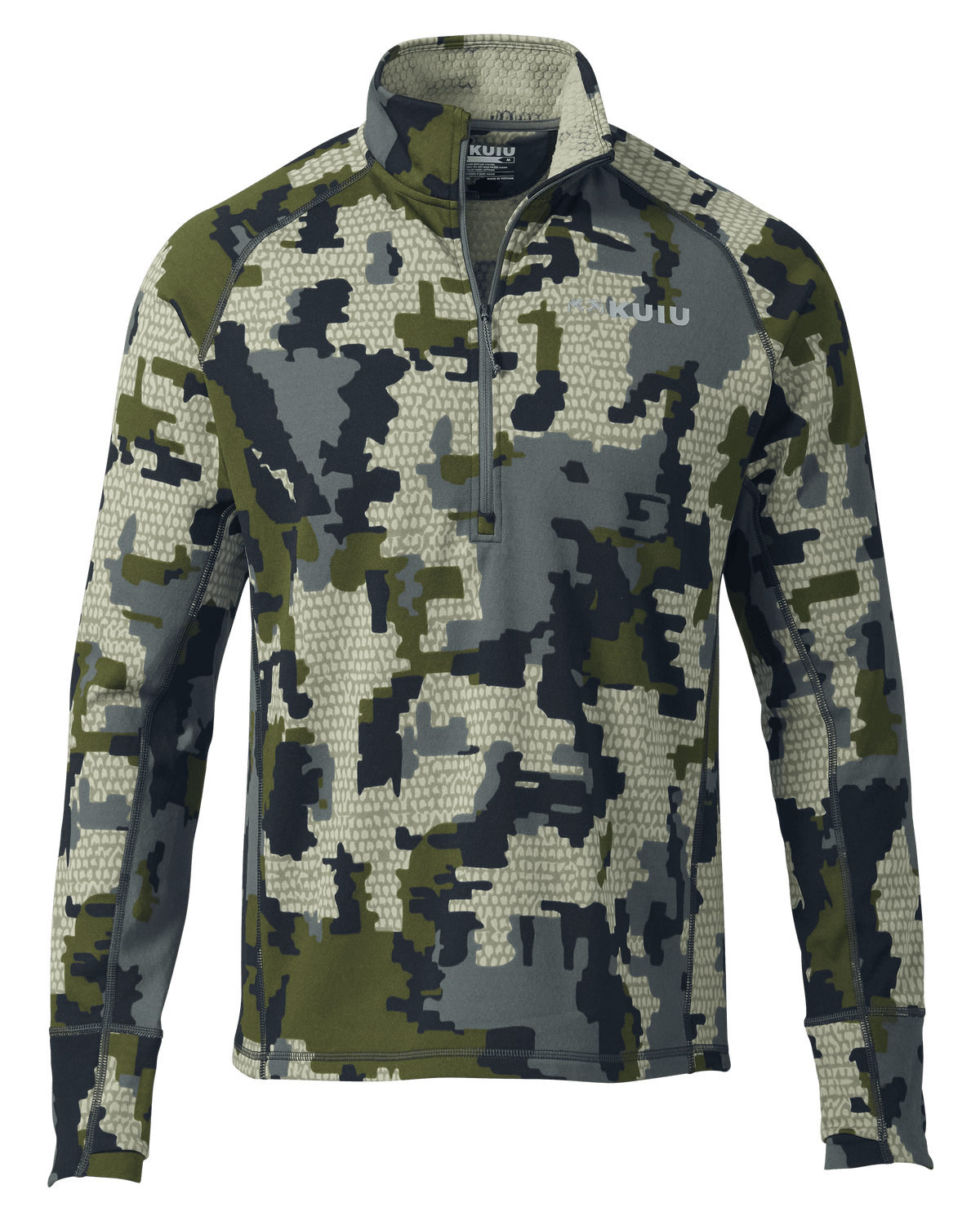 Front of Encounter 200 Fleece Zip-T in Verde Camouflage