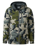 Front of Women's Super Down PRO Hooded Jacket Verde Camouflage