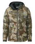 Front of Women's Super Down PRO Hooded Jacket in Camouflage
